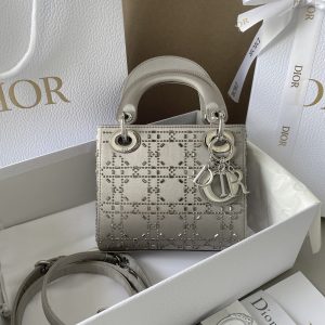 MINI LADY DIOR BAG GRAY 6.5 X 6 X 3 INCHES