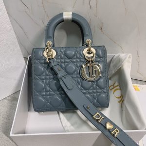 Small Lady Dior My ABCDior Bag  Cloud Blue 8 x 6.5 x 3 inches