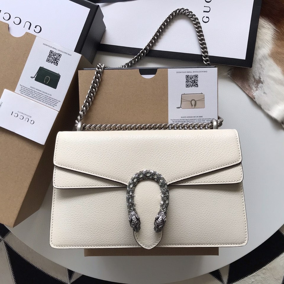 GUCCI DIONYSUS LEATHER SMALL RECTANGULAR BAG WHITE 28x17x9cm - Image 2