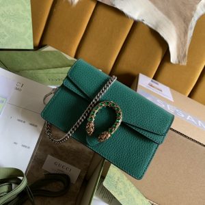 Alternative view of GUCCI DIONYSUS LEATHER SUPER MINI BAG GREEN