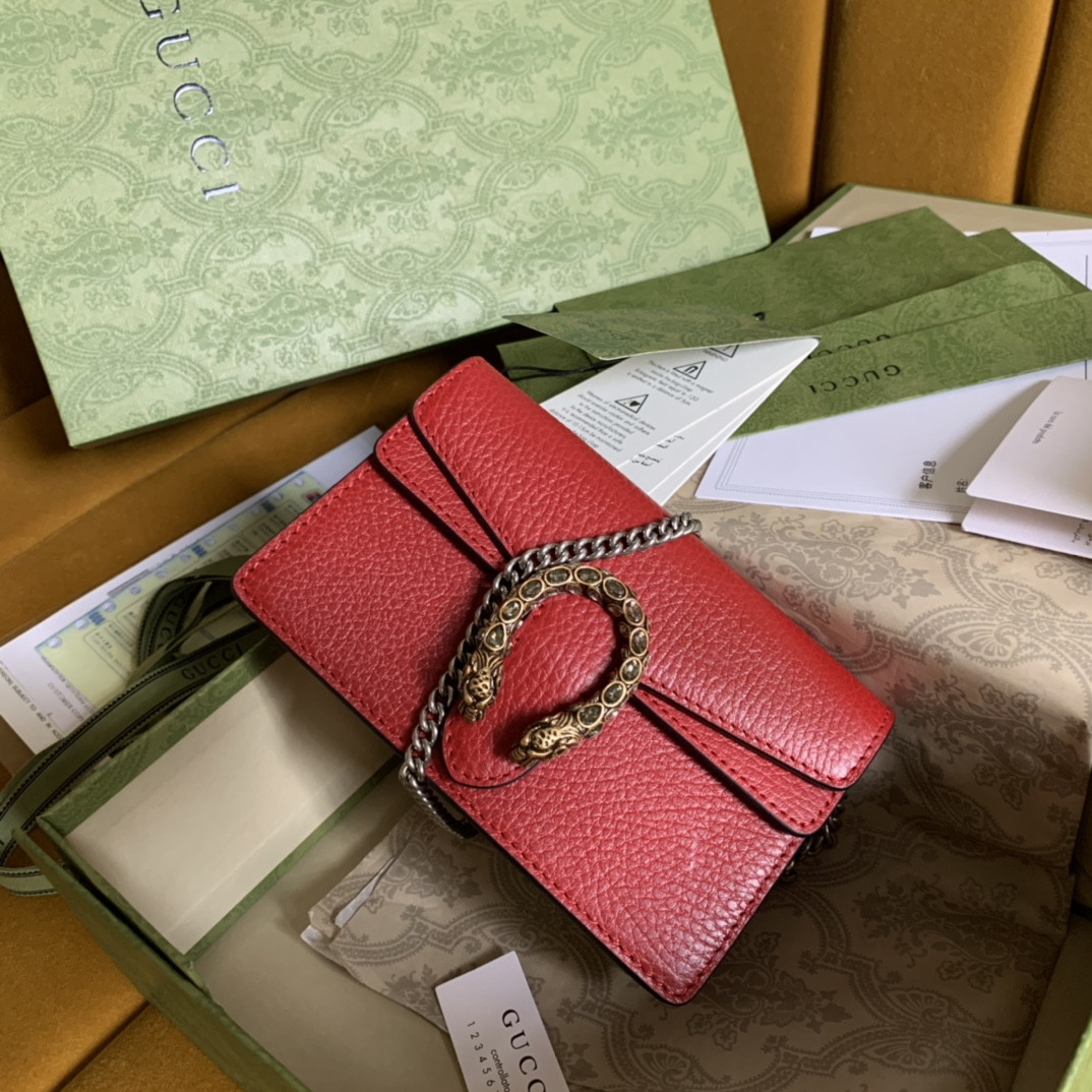 GUCCI DIONYSUS LEATHER SUPER MINI BAG RED - Image 2