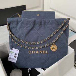 Alternative view of CHANEL 22 SMALL HANDBAG velvet NAVY 13.7¡Á14.4¡Á2.7 in