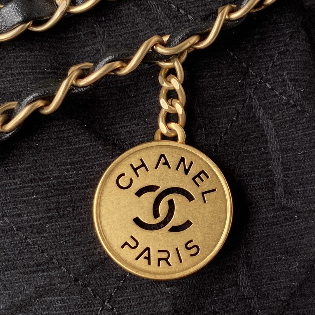 CHANEL 22 SMALL HANDBAG velvet BLACK 13.7¡Á14.4¡Á2.7 in - Image 4