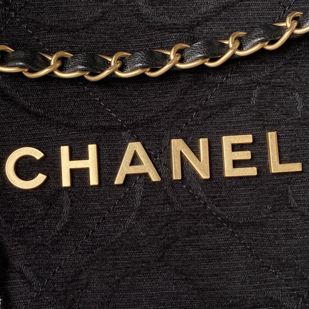 CHANEL 22 SMALL HANDBAG velvet BLACK 13.7¡Á14.4¡Á2.7 in - Image 5