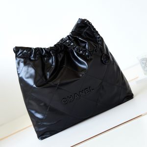 Alternative view of CHANEL 22 HANDBAG Shiny Calfskin ALL Black 15.21¡Á16.38¡Á3.12 in