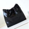 CHANEL 22 HANDBAG Shiny Calfskin ALL Black 15.21¡Á16.38¡Á3.12 in