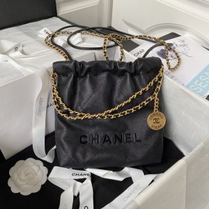 Alternative view of CHANEL 22 MINI HANDBAG GRAINED LEATHER BLACK 7.8 ¡Á 7.4 ¡Á 2.3 in