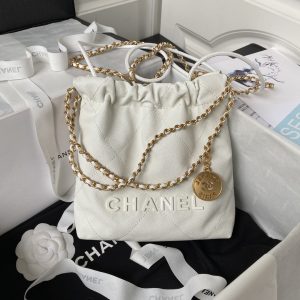 Alternative view of CHANEL 22 MINI HANDBAG GRAINED LEATHER WHITE 7.8 ¡Á 7.4 ¡Á 2.3 in