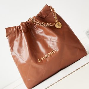 Alternative view of CHANEL 22 SMALL HANDBAG Shiny Calfskin BROWN 13.7¡Á14.4¡Á2.7 in