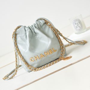 Alternative view of CHANEL 22 MINI HANDBAG Shiny Calfskin Light Blue 7.8 ¡Á 7.4 ¡Á 2.3 in